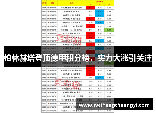 柏林赫塔登顶德甲积分榜，实力大涨引关注